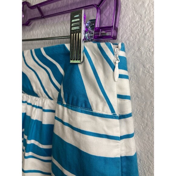 Talbots Striped Skirt 2P Floral Pleated Spring Summer Side Zip Pockets Cotton - Picture 3 of 7